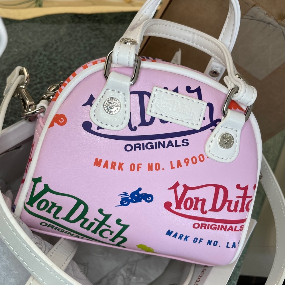 Pink All Over Print Von Dutch Bowling Bag Mini